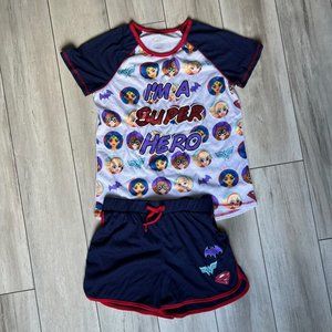 NEW Super girl pajamas shirt and shorts set SIZE 12